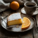 Bizcocho de naranja Thermomix: fácil, esponjoso y con todo el sabor 2 Porción de bizcocho de naranja Thermomix servido con café