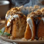 Bizcocho relleno helado de turrón: sorprende con el postre más fácil 2 Bizcocho relleno helado de turrón sobre mesa rústica
