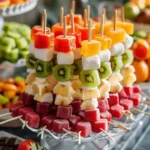 Brochetas de gomitas para celebraciones: dulces fáciles y llenos de color 2 Brochetas de gomitas con frutas y chocolates
