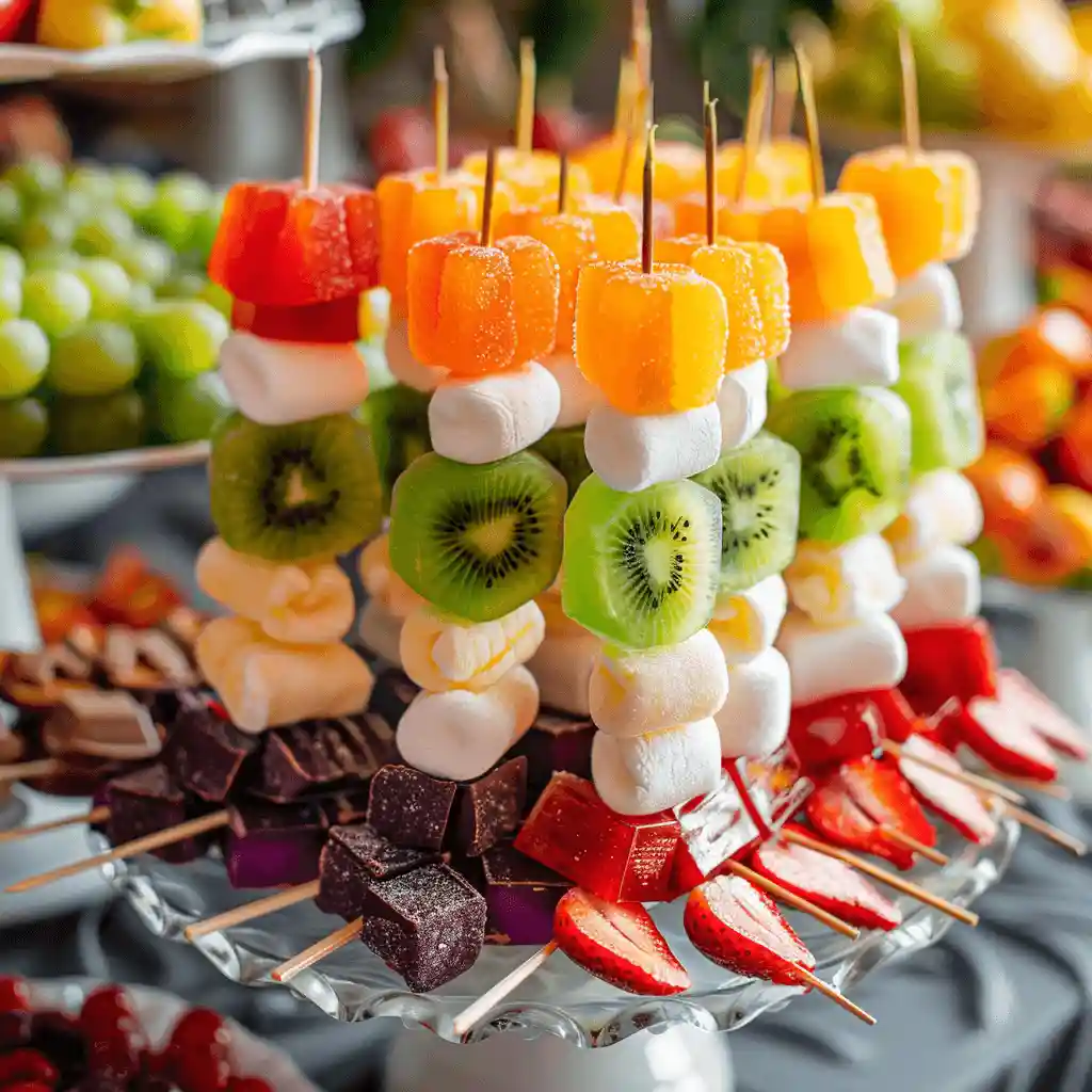brochetas-de-gomitas Brochetas de gomitas con frutas y chocolates