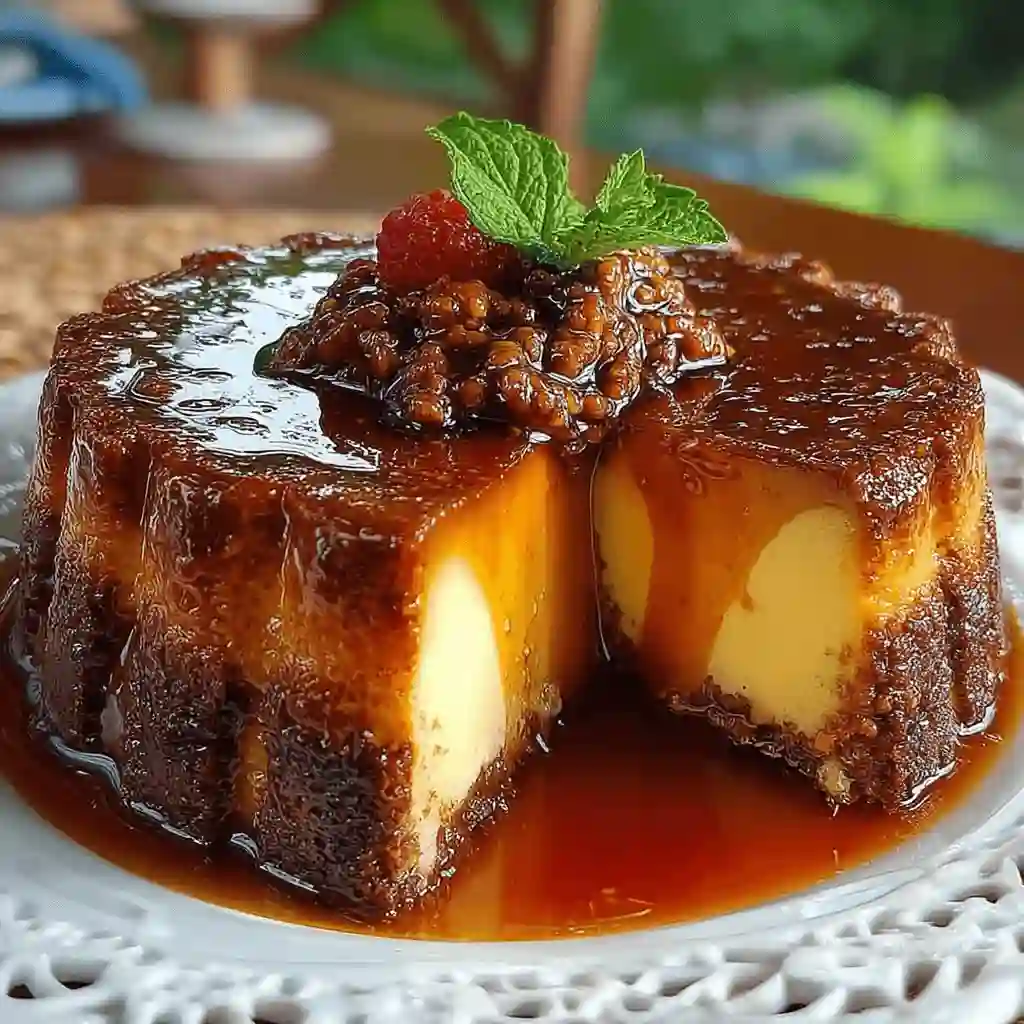 hocoflan-casero- Chocoflan casero con caramelo brillante