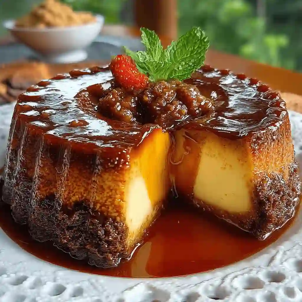 hocoflan-casero Chocoflan casero con caramelo brillante