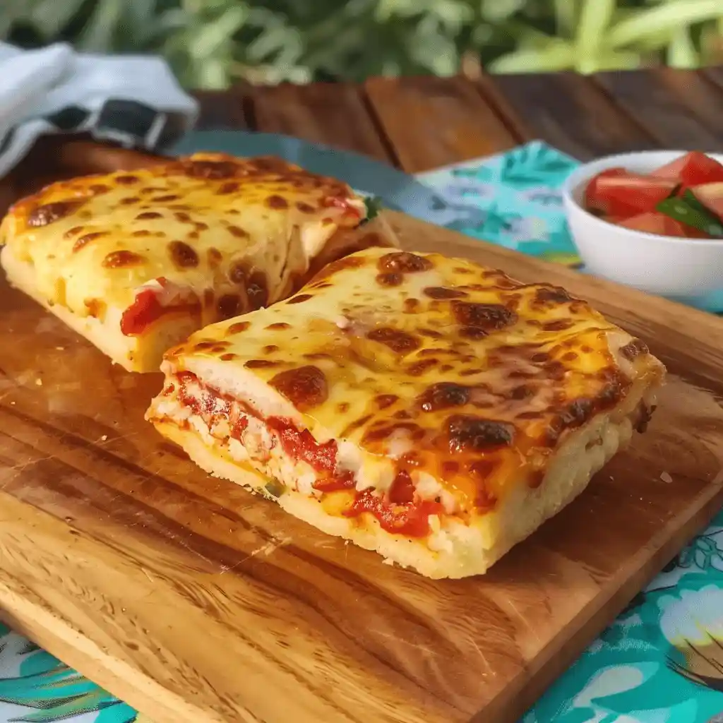 pastel-pizza-pan-molde-horneado Pastel de pizza con pan de molde recién horneado