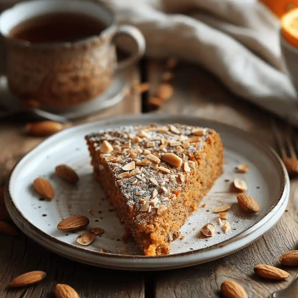 Porción de bizcocho de zanahoria con yogur