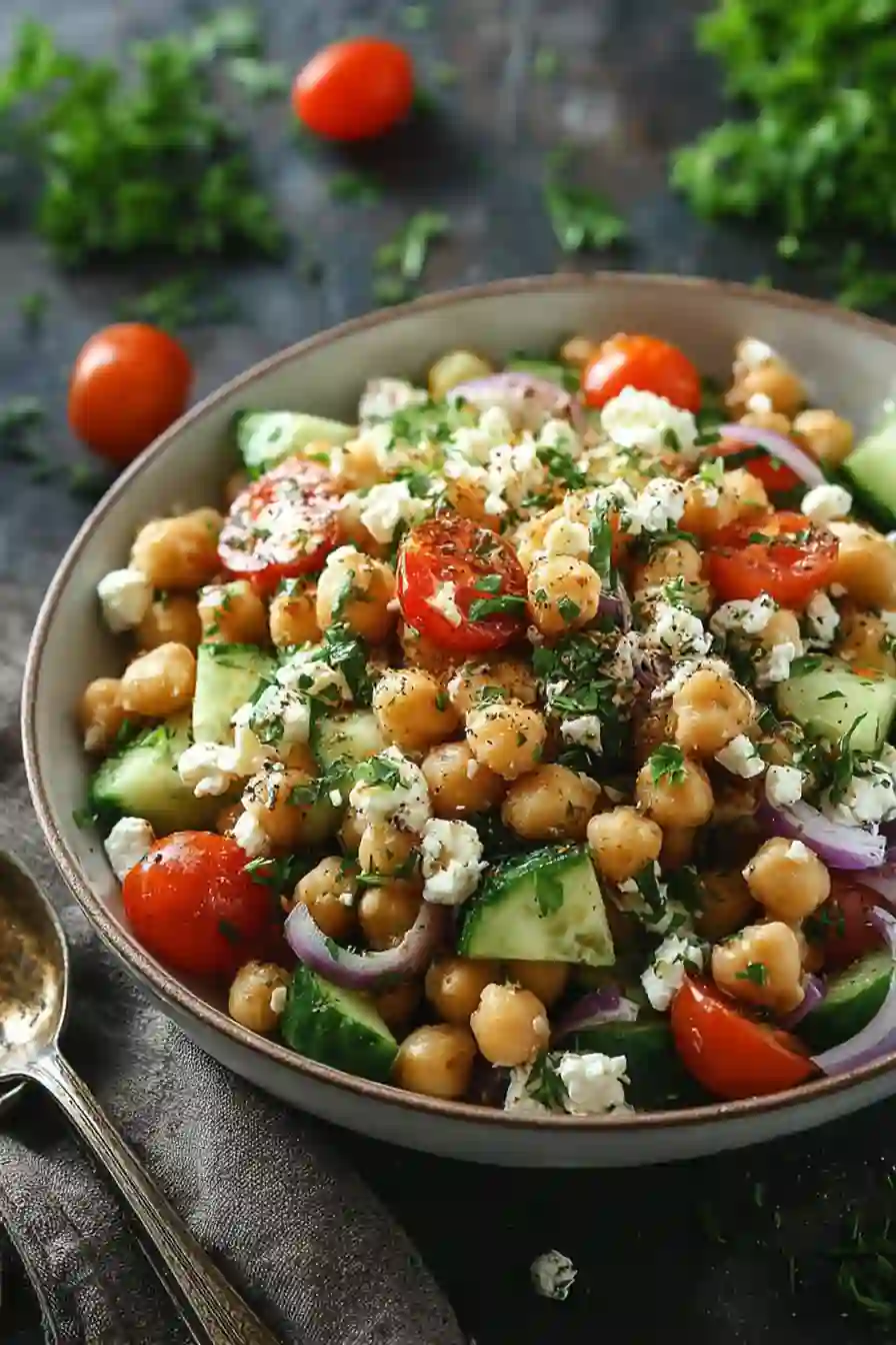 Ensalada fresca con garbanzos y feta