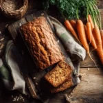 bizcocho de avena y zanahoria esponjoso sobre mesa rústica