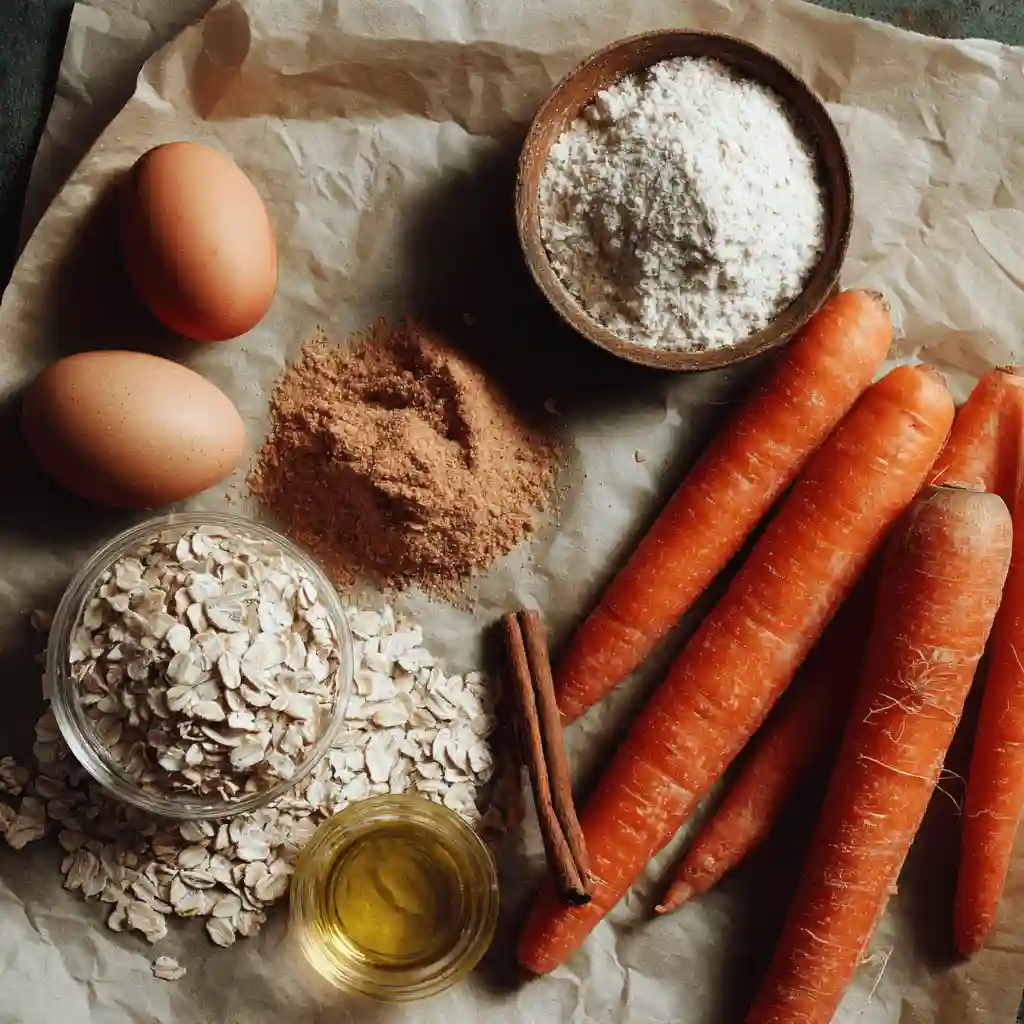 ingredientes para bizcocho de avena y zanahoria esponjoso
