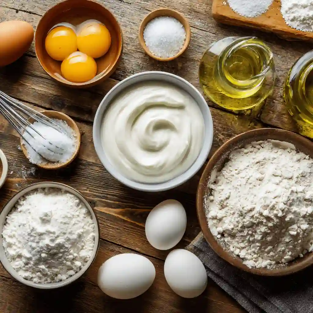 Ingredientes para bizcocho de yogur al microondas