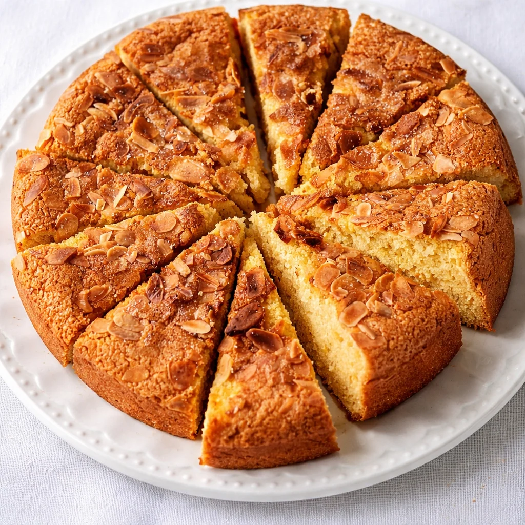 Delicioso bizcocho de almendra de la abuela, tierno y esponjoso, ideal para el café.